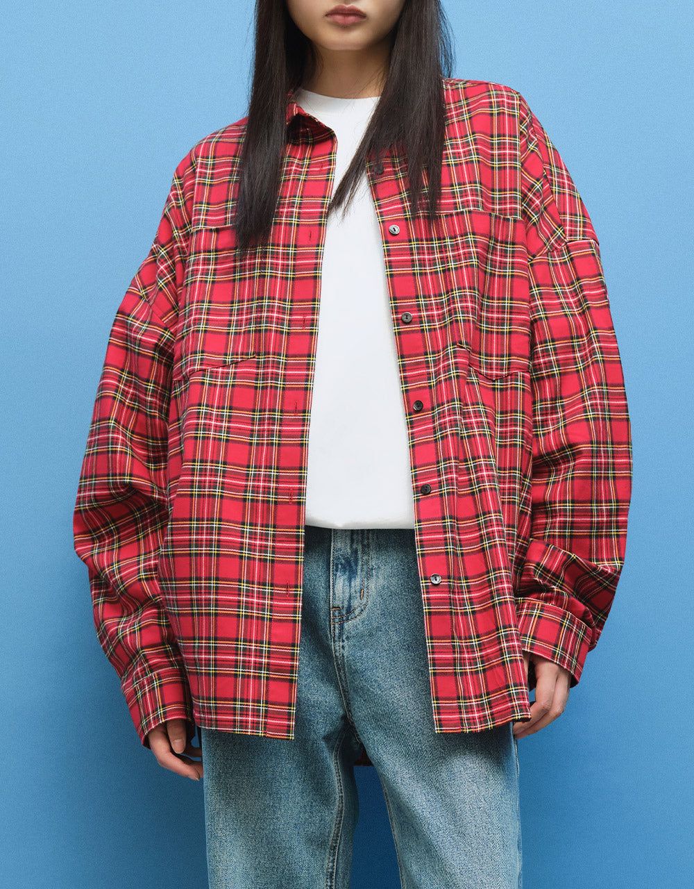 Plaid Drop Shoulder Button Up Shirt sold by Urban Revivo product image thumbnail 2