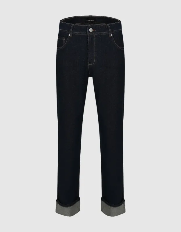 Rolled Up Hem Straight Jeans sold by Urban Revivo