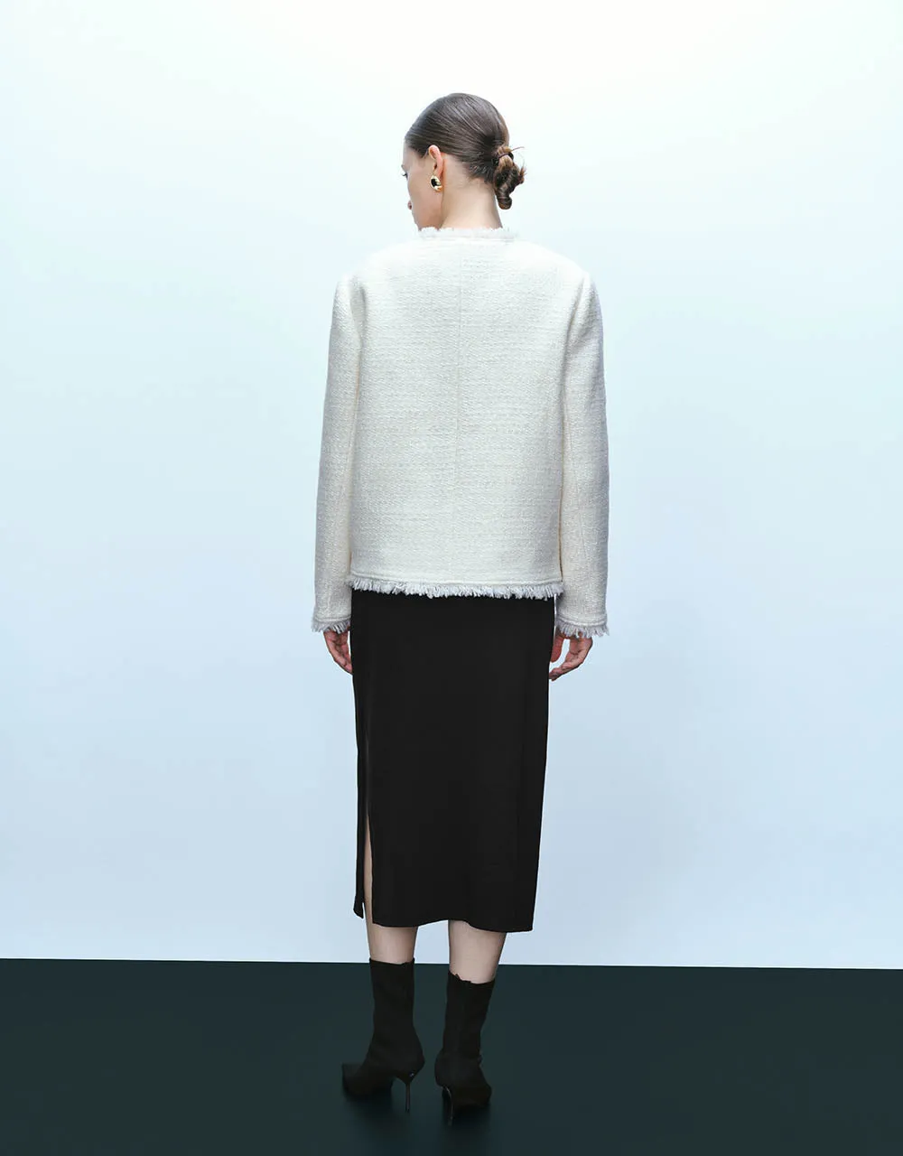 Tweed Raw Hem Crew Neck Jacket sold by Urban Revivo product image thumbnail 5