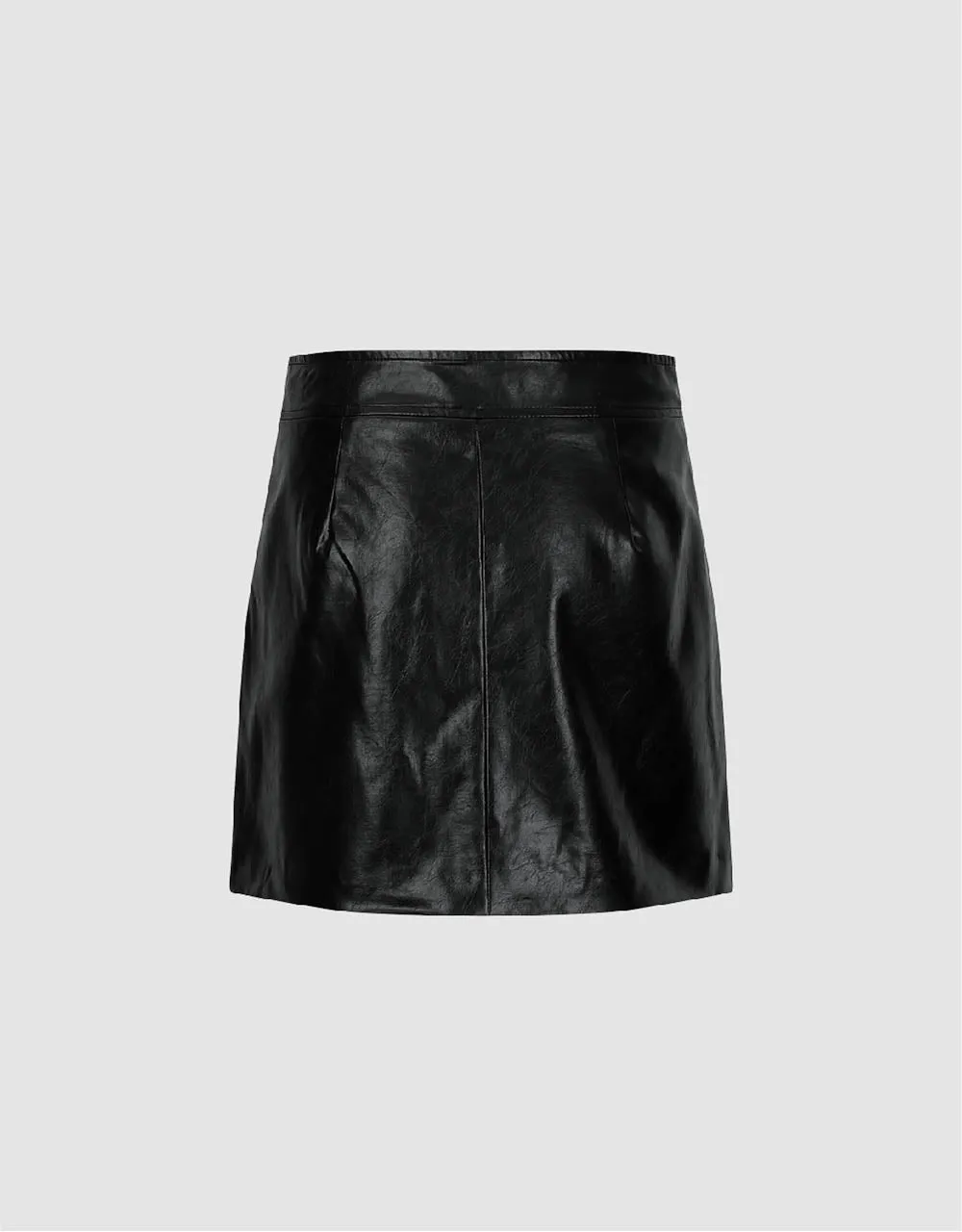 Zipper Front Vegan Leather Mini A-Line Skirt sold by Urban Revivo product image thumbnail 3