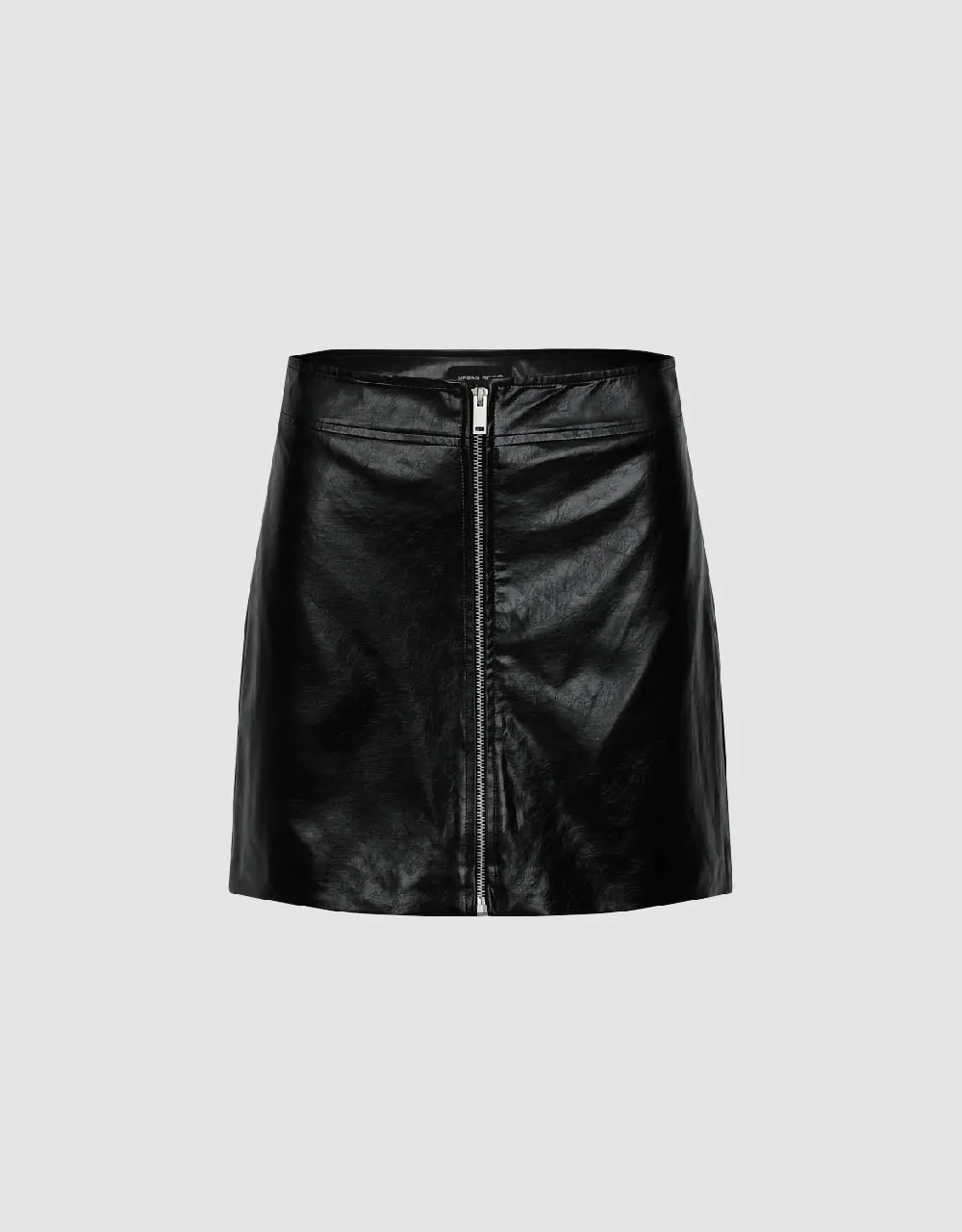 Zipper Front Vegan Leather Mini A-Line Skirt sold by Urban Revivo