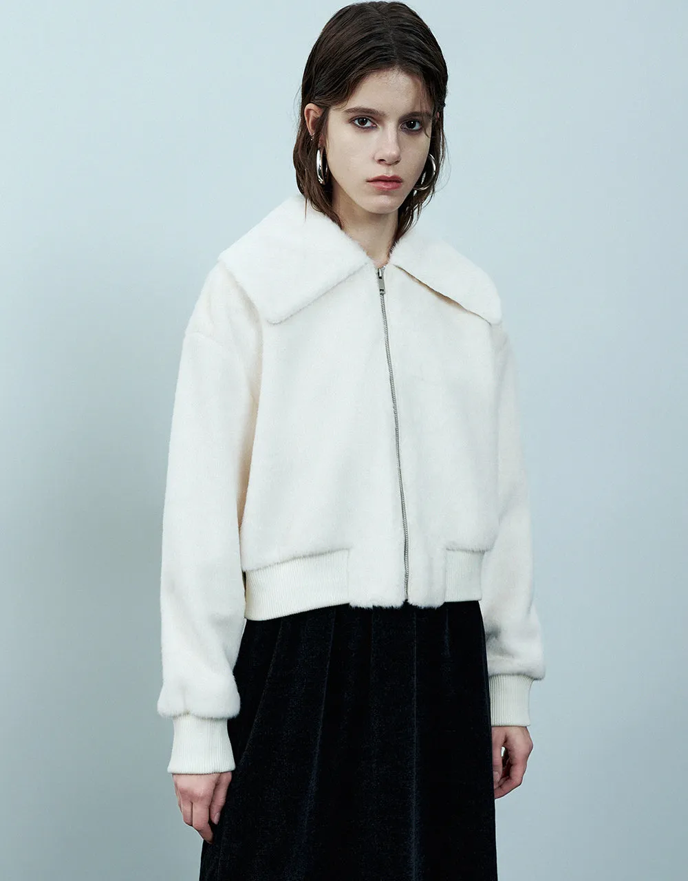 Zipper Front Furry Jacket sold by Urban Revivo