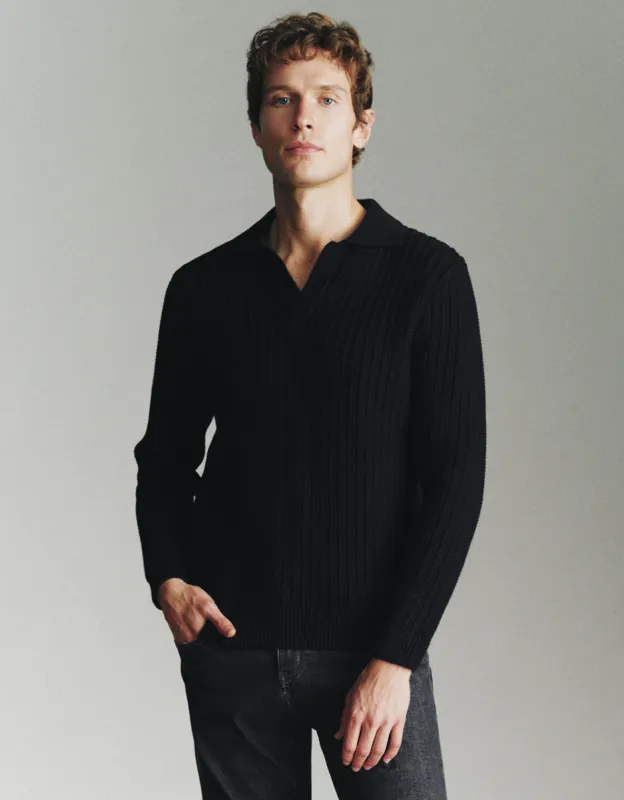 Sailor Collar Lapel Knitted T-Shirt made by Urban Revivo