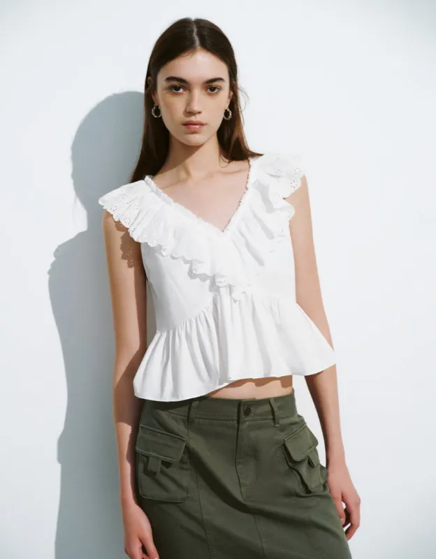 Sleeveless V-Neck Overhead Shirt sold by Urban Revivo