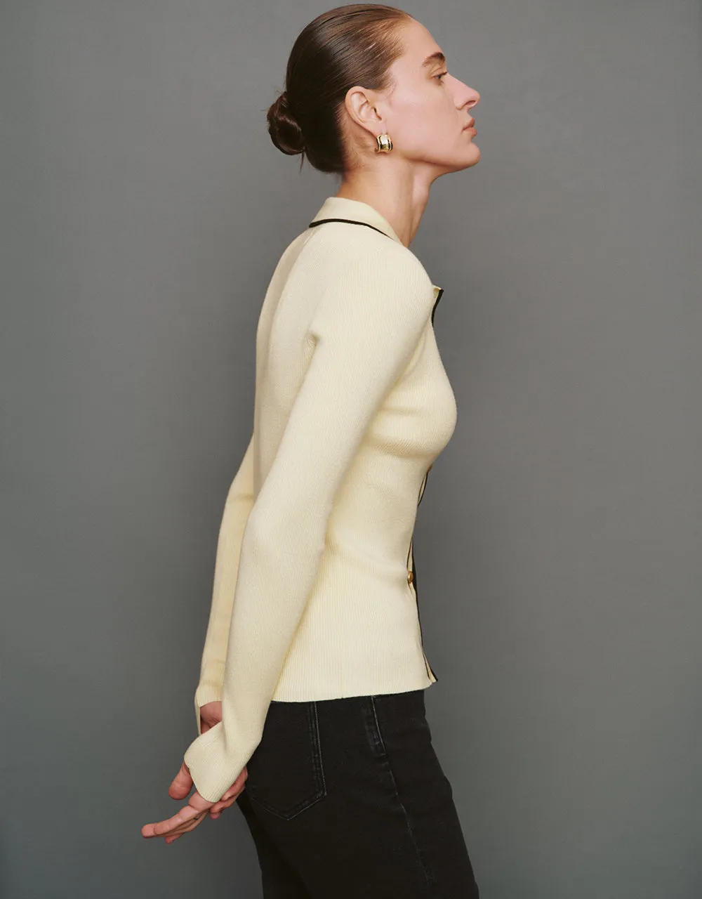 Contrast Trim Knitted Cardigan sold by Urban Revivo product image thumbnail 3