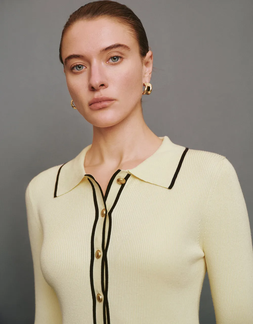 Contrast Trim Knitted Cardigan sold by Urban Revivo product image thumbnail 4