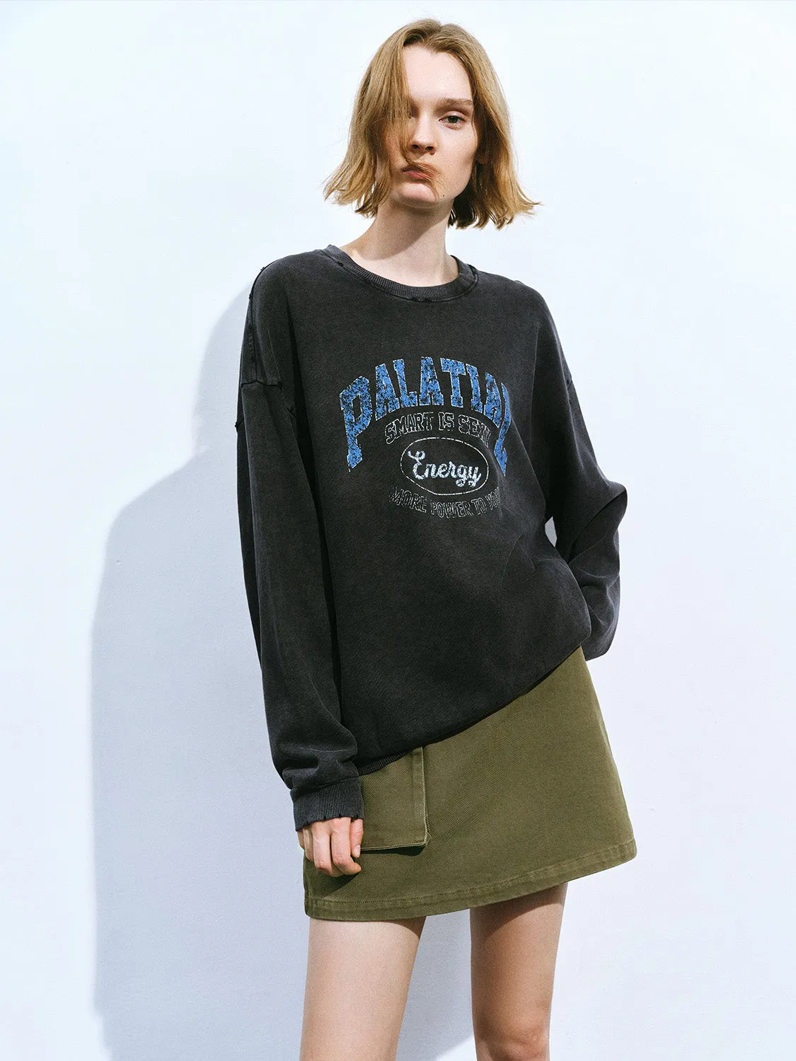 Printed Crew Neck Oversized Sweatshirt sold by Urban Revivo product image thumbnail 3