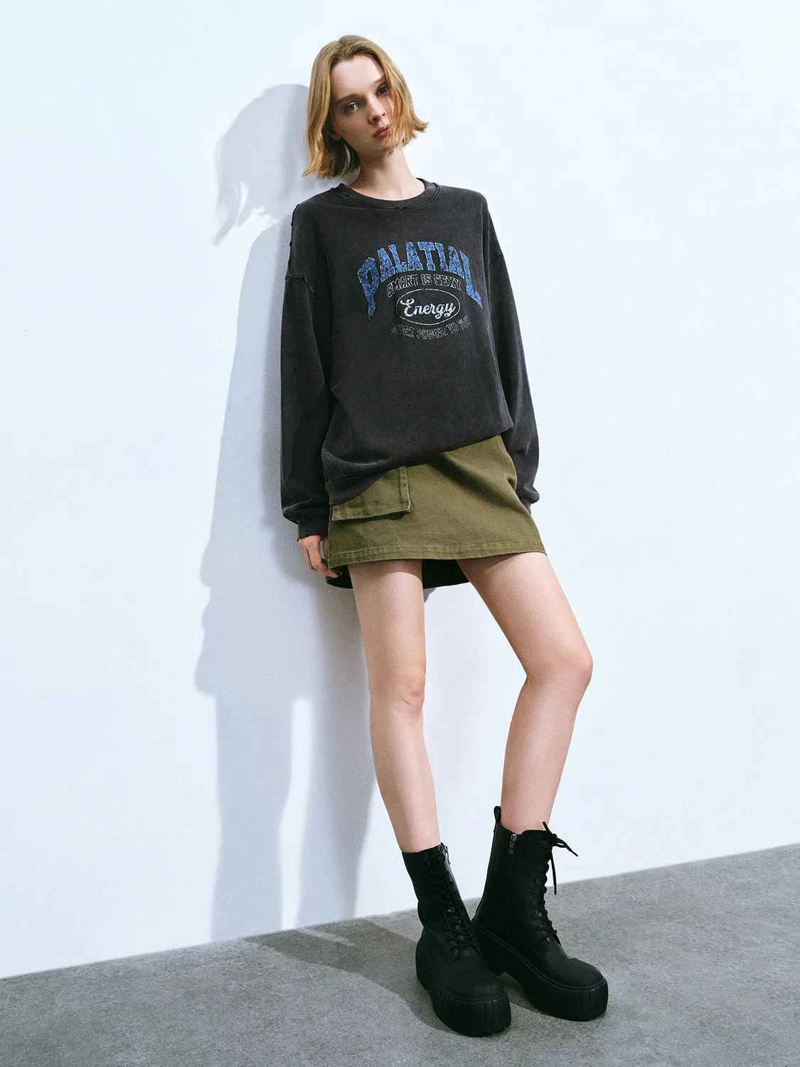 Printed Crew Neck Oversized Sweatshirt sold by Urban Revivo product image thumbnail 5