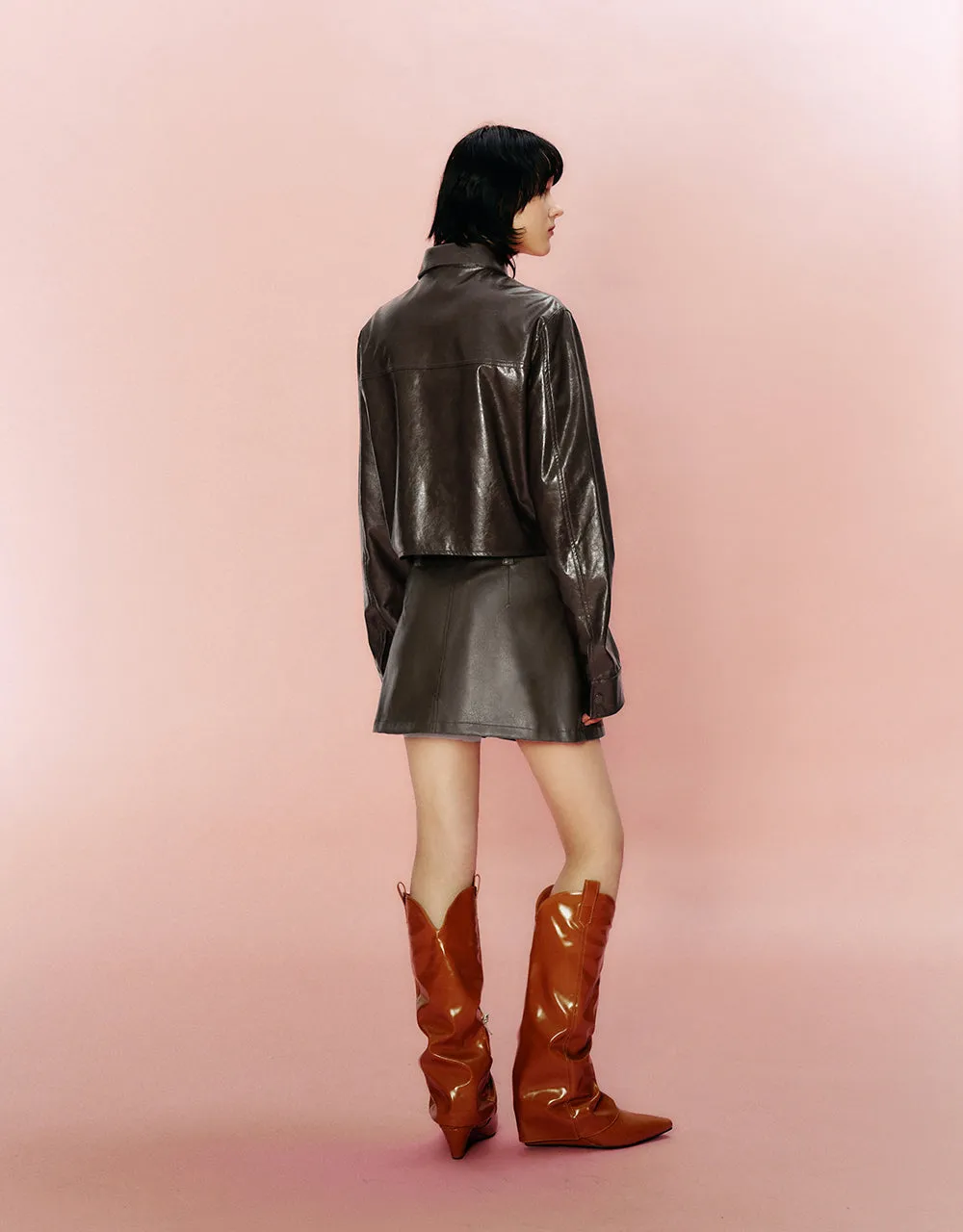 Vegan Leather Straight Shirt sold by Urban Revivo product image thumbnail 5