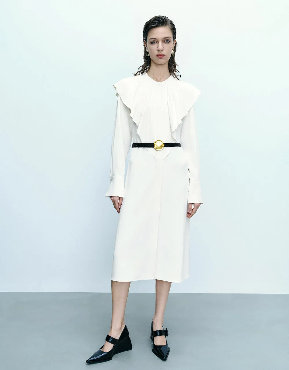 Ruffle Crew Neck Skater Dress sold by Urban Revivo