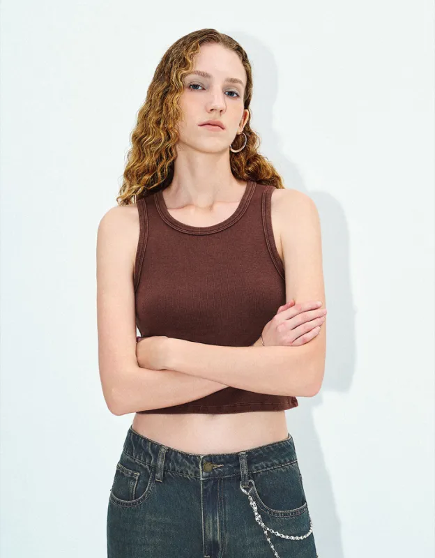 Crew Neck Knitted Tank Top sold by Urban Revivo