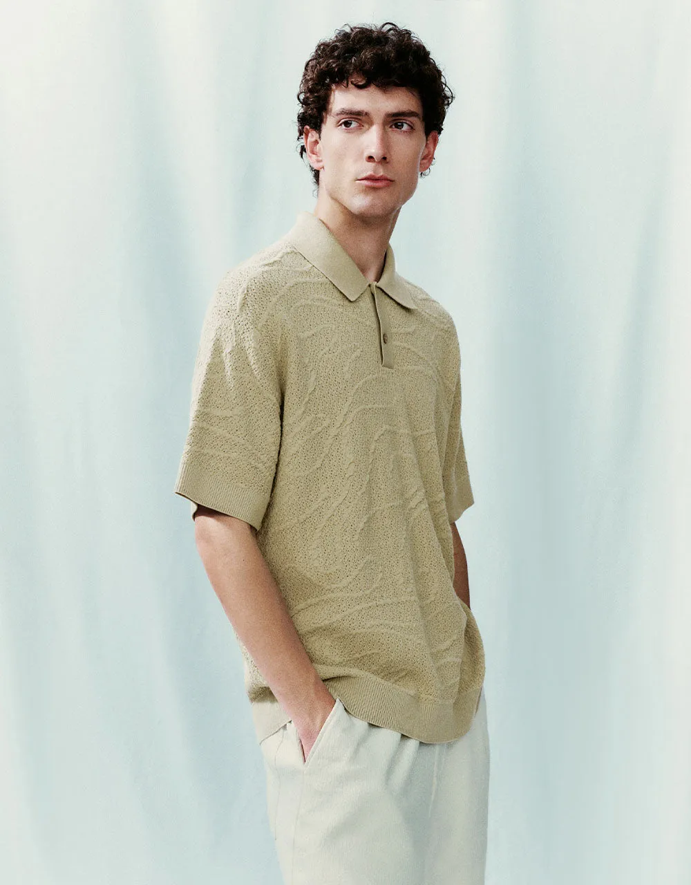 Button Half Placket Knitted T-Shirt sold by Urban Revivo product image thumbnail 3