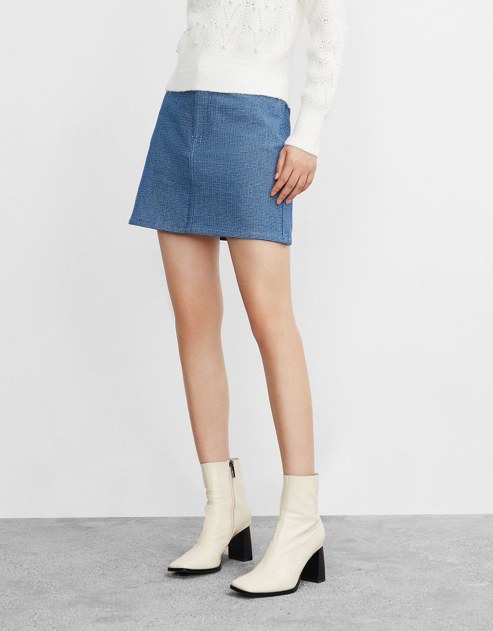 Textured Denim Skirt sold by Urban Revivo product image thumbnail 3