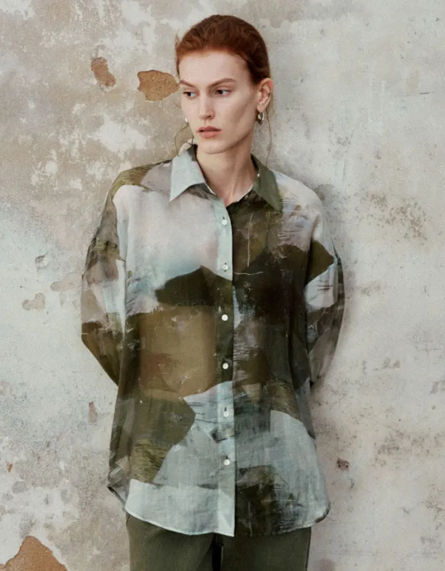 Printed Button Up Straight Shirt sold by Urban Revivo