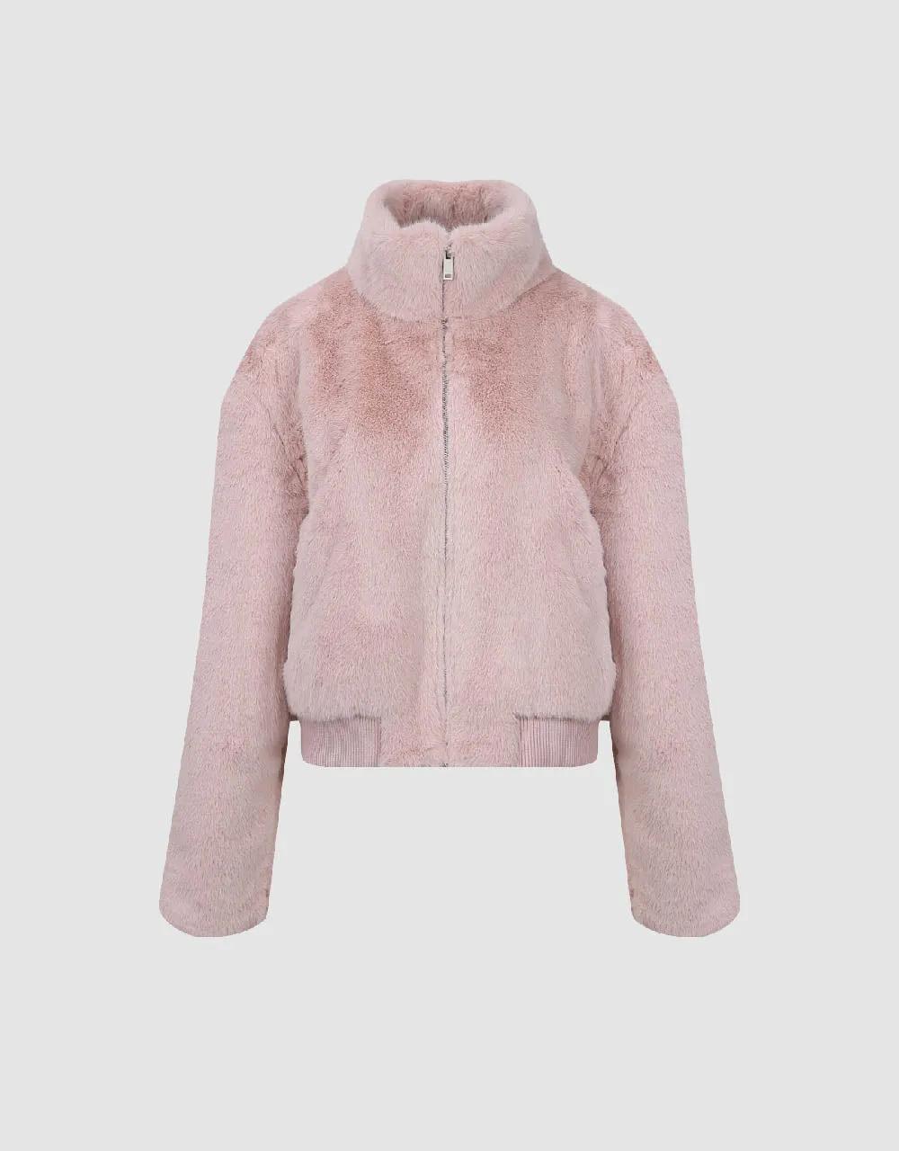 Stand Collar Straight Furry Jacket sold by Urban Revivo product image thumbnail 2