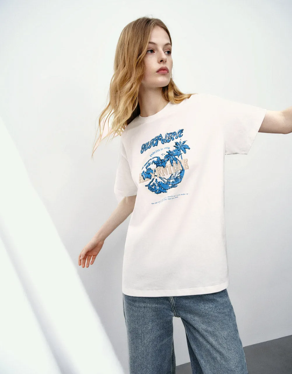 Printed Crew Neck Straight T-Shirt sold by Urban Revivo product image thumbnail 2
