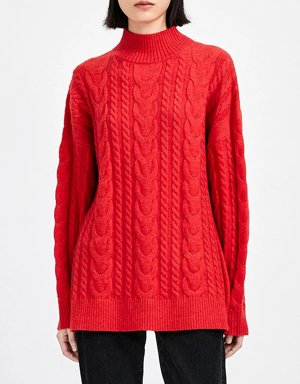 High Neck Cable Knit Holiday Sweater sold by Urban Revivo product image thumbnail 2