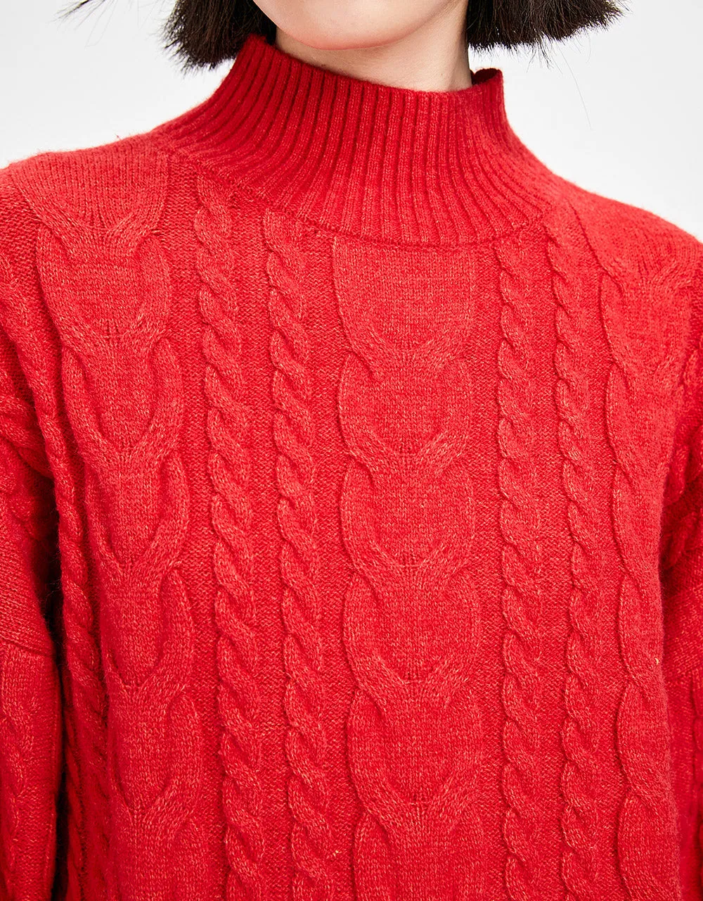 High Neck Cable Knit Holiday Sweater sold by Urban Revivo product image thumbnail 3