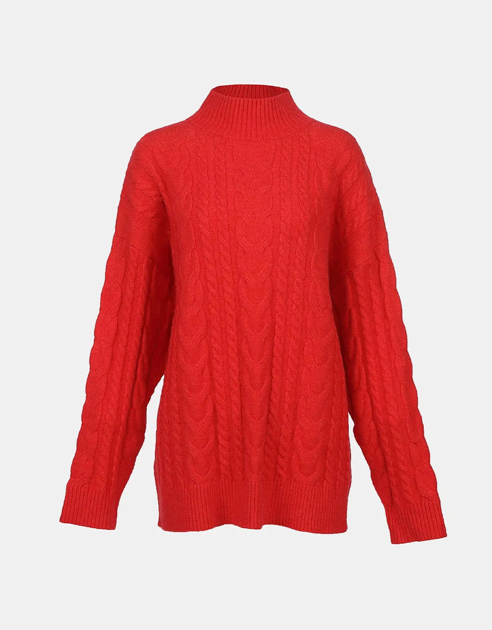 High Neck Cable Knit Holiday Sweater sold by Urban Revivo