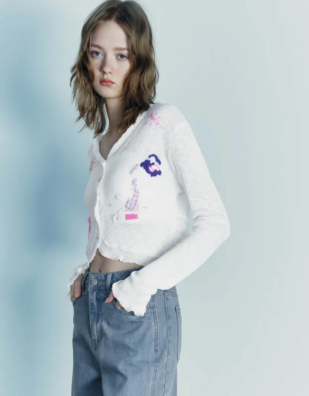 Printed V-Neck Knitted Cardigan sold by Urban Revivo