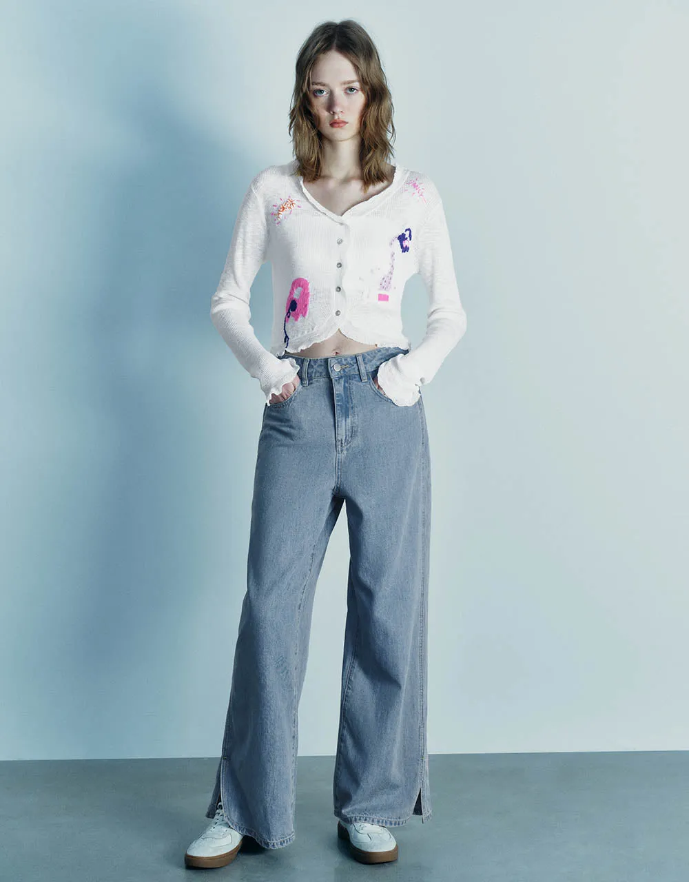 Printed V-Neck Knitted Cardigan sold by Urban Revivo product image thumbnail 3