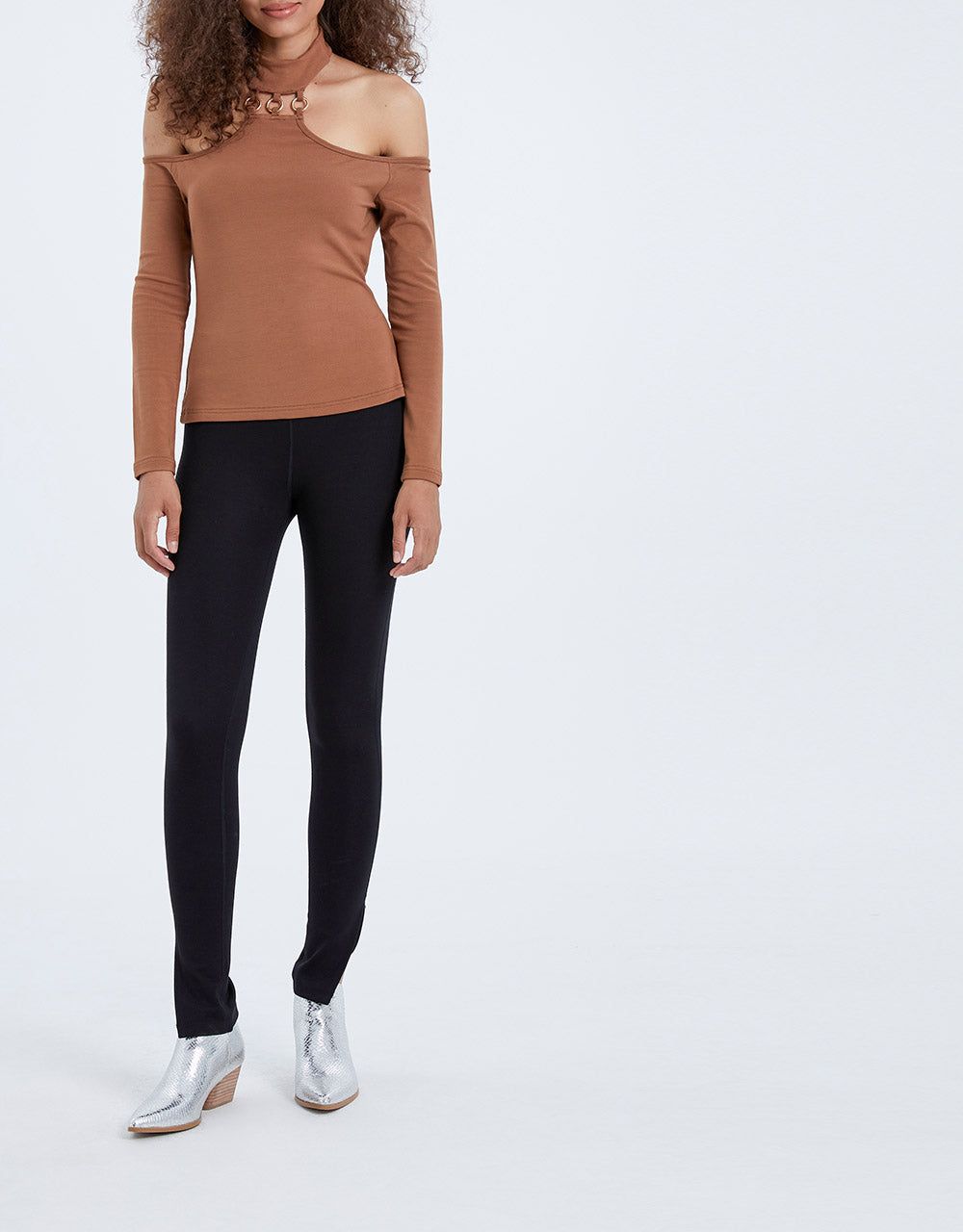 Split Hem Stretch Knitted Long Skinny Pants sold by Urban Revivo product image thumbnail 2