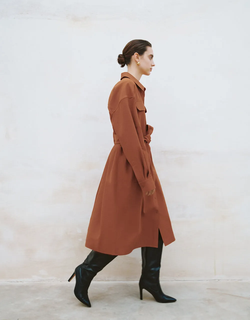 Lapel Straight Shirt Dress With Belt sold by Urban Revivo product image thumbnail 3