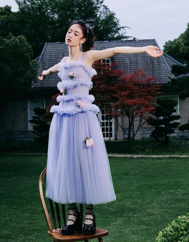 [UR × Caroline Hu] Flower Sleeveless Square-cut Collar A-Line Dress sold by Urban Revivo