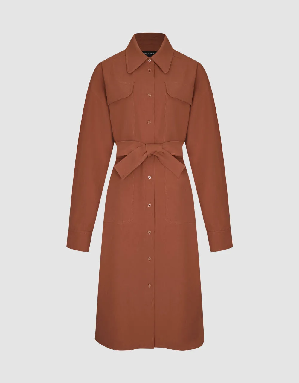 Lapel Straight Shirt Dress With Belt sold by Urban Revivo product image thumbnail 2