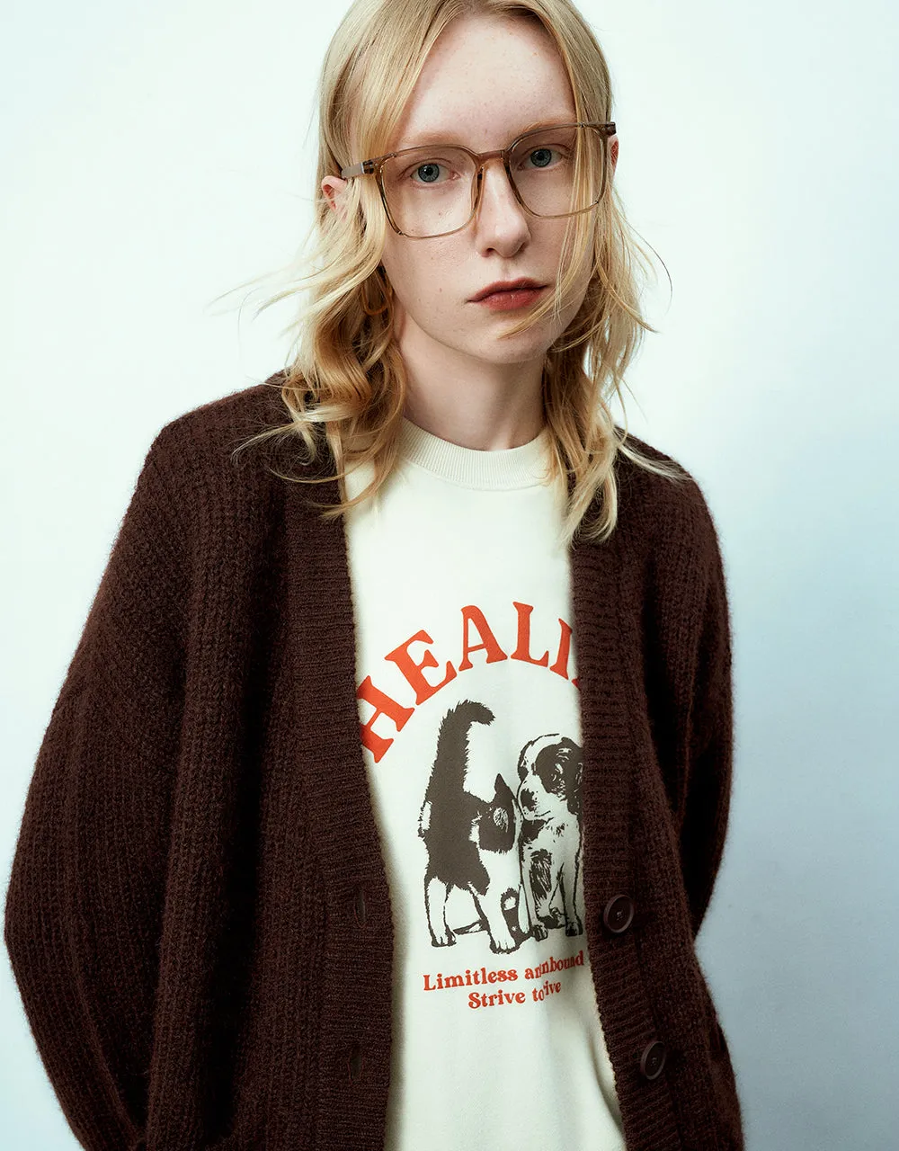 Drop Shoulder Sleeve V-Neck Knitted Cardigan sold by Urban Revivo product image thumbnail 5