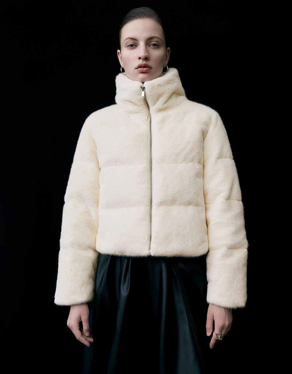 Zipper Front Stand Collar Furry Jacket sold by Urban Revivo