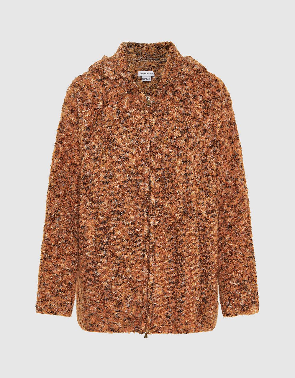 Zipper Front Hooded Knitted Cardigan sold by Urban Revivo product image thumbnail 2