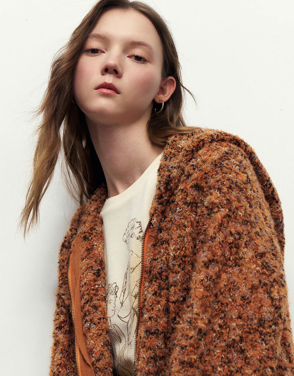 Zipper Front Hooded Knitted Cardigan sold by Urban Revivo product image thumbnail 5