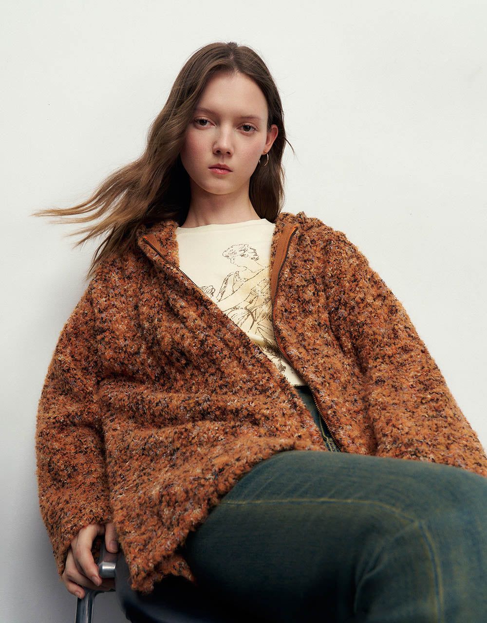 Zipper Front Hooded Knitted Cardigan sold by Urban Revivo product image thumbnail 3