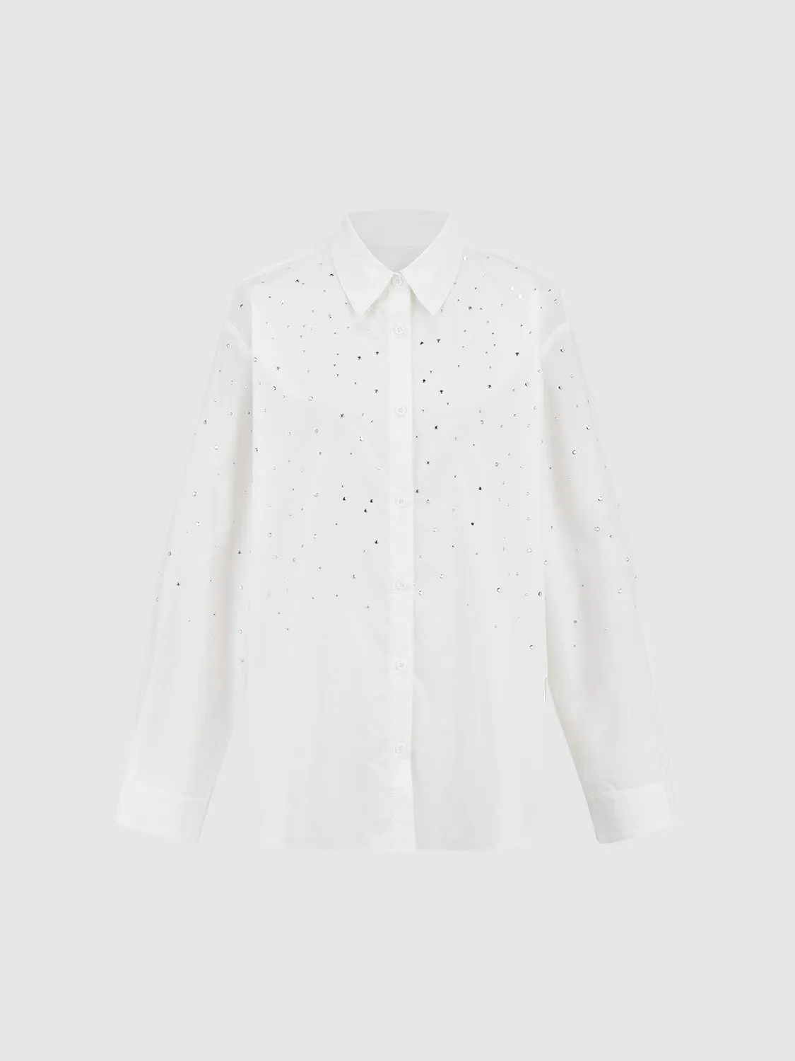 Rhinestone Décor Button Up Loose Shirt sold by Urban Revivo product image thumbnail 2