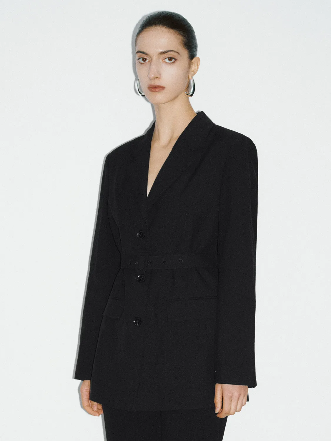 V-Neck Notch Lapel Loose Blazer sold by Urban Revivo