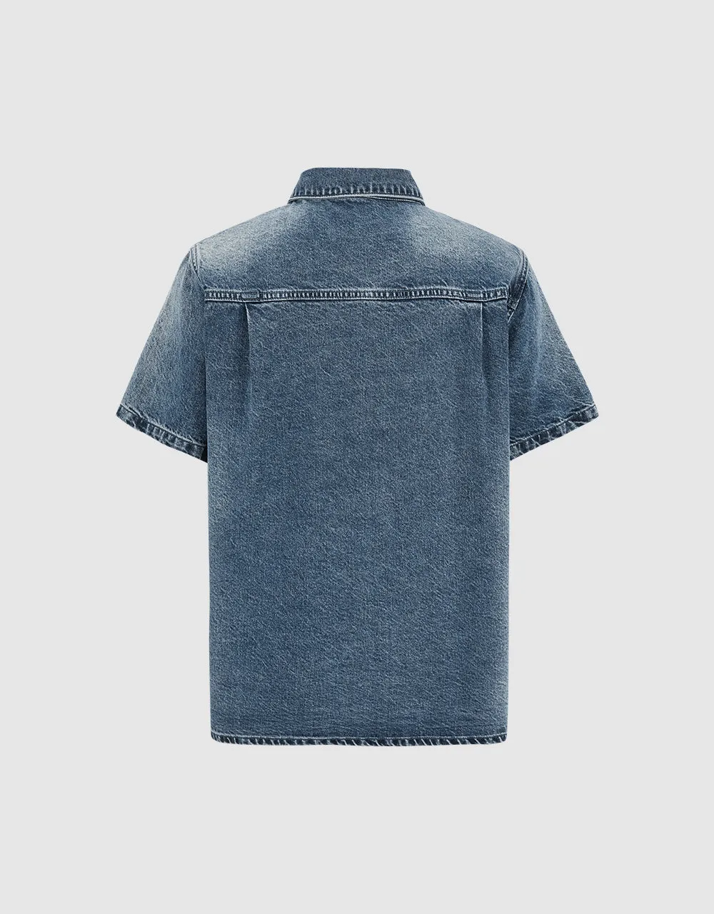 Press Button Straight Denim Shirt sold by Urban Revivo product image thumbnail 5