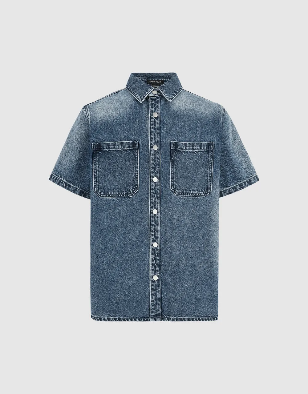 Press Button Straight Denim Shirt sold by Urban Revivo product image thumbnail 2