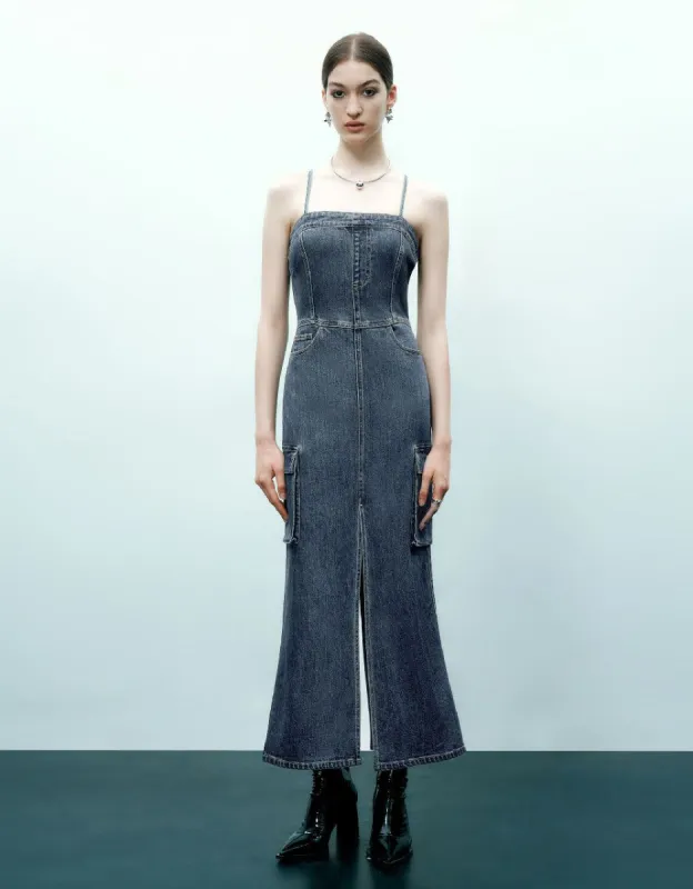 Sleeveless Off-Shoulder Denim Dress sold by Urban Revivo
