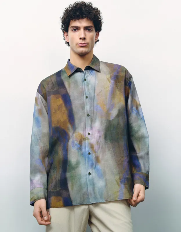Printed Button Up Loose Shirt sold by Urban Revivo