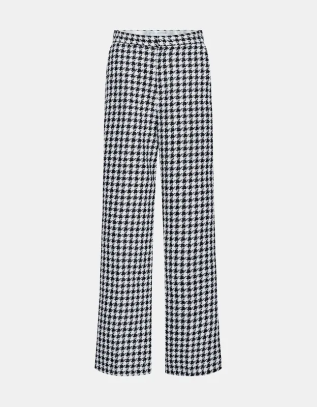 Houndstooth Pattern Wide Leg Pants sold by Urban Revivo