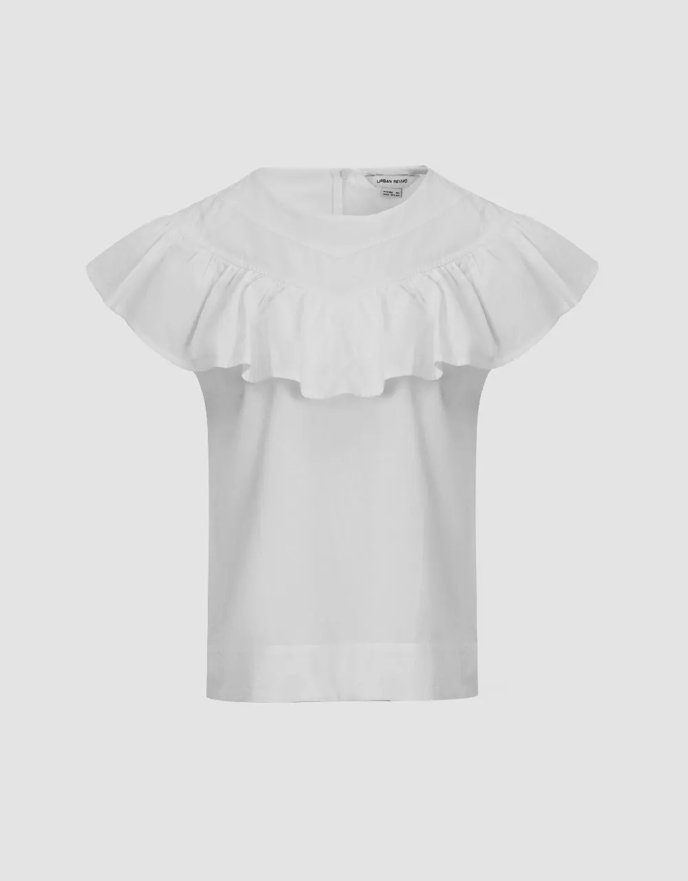 Ruffle Sleeveless Crew Neck Overhead Shirt sold by Urban Revivo