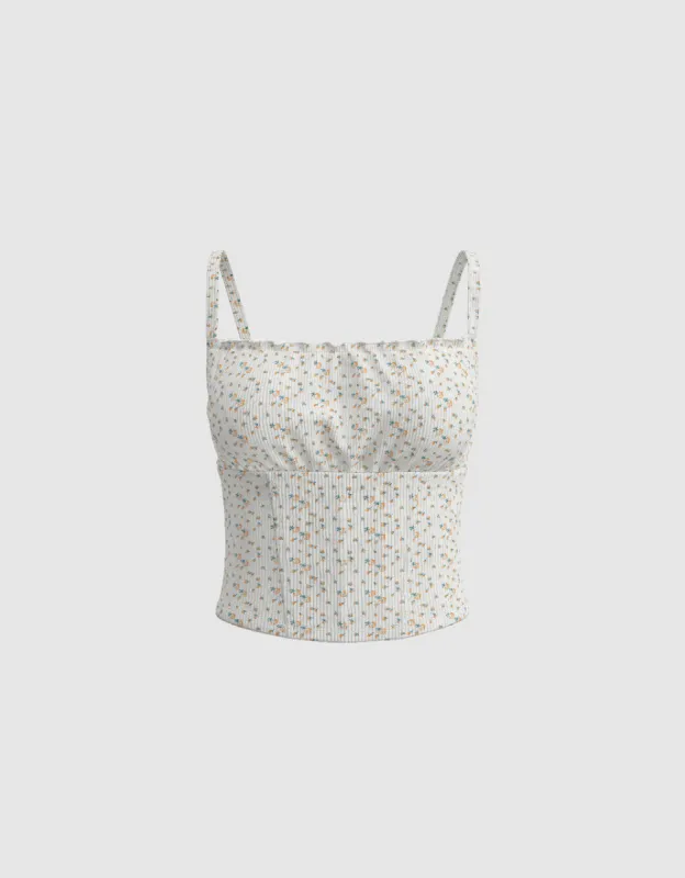 Floral Square-cut Collar Cami Top sold by Urban Revivo
