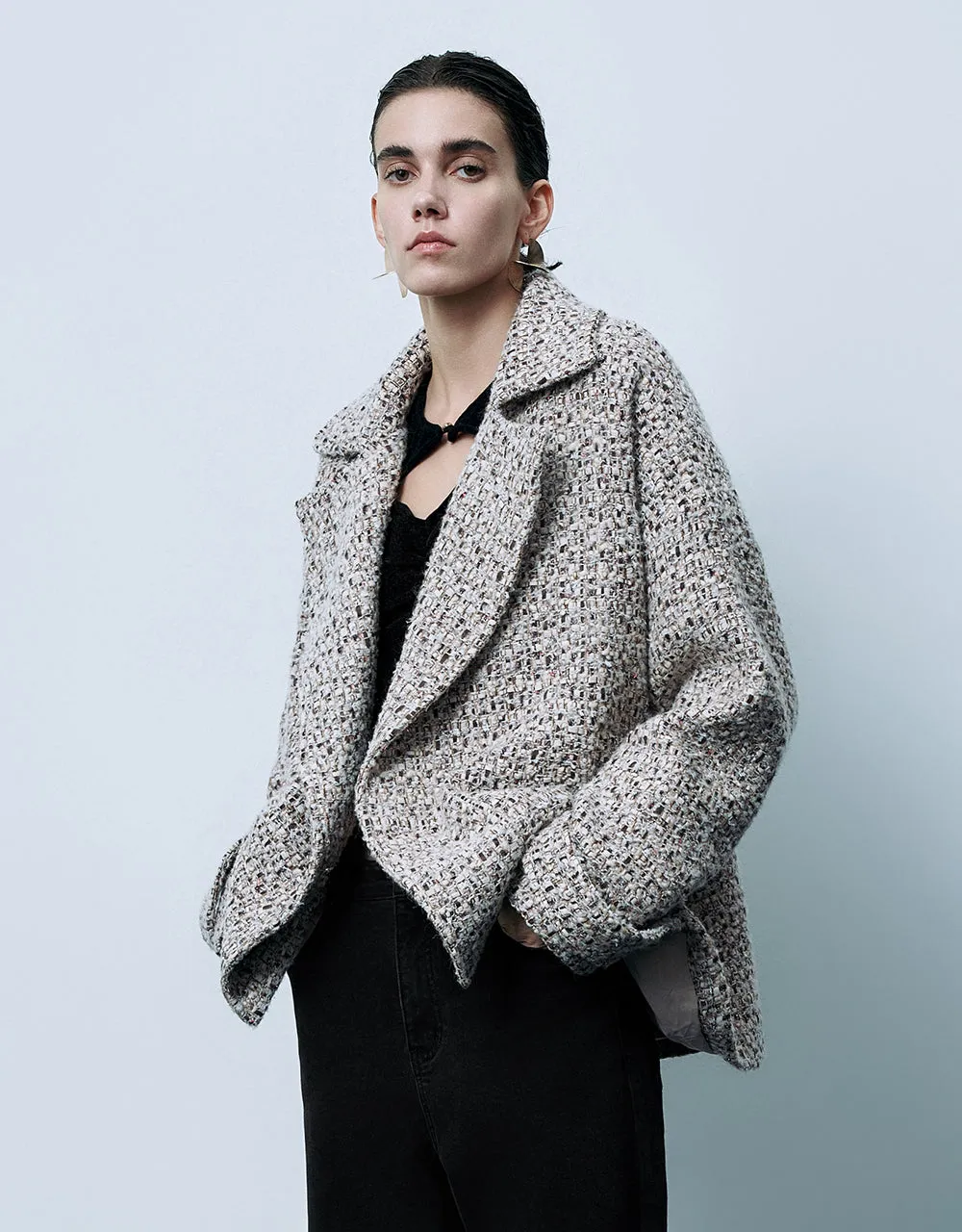 Plaid Shawl Collar Jacket sold by Urban Revivo