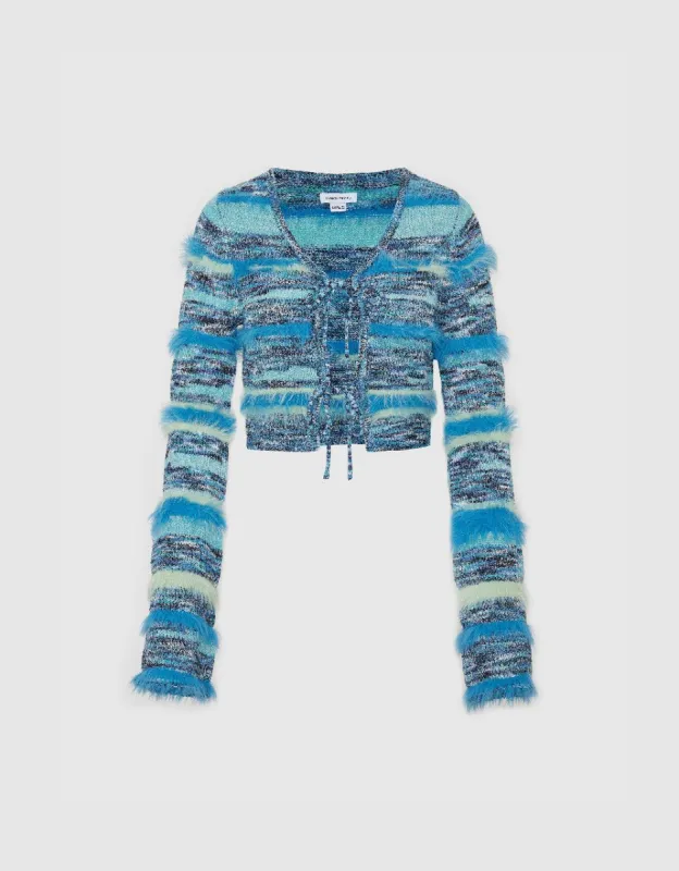 Tie Front Striped Knitted Cardigan sold by Urban Revivo