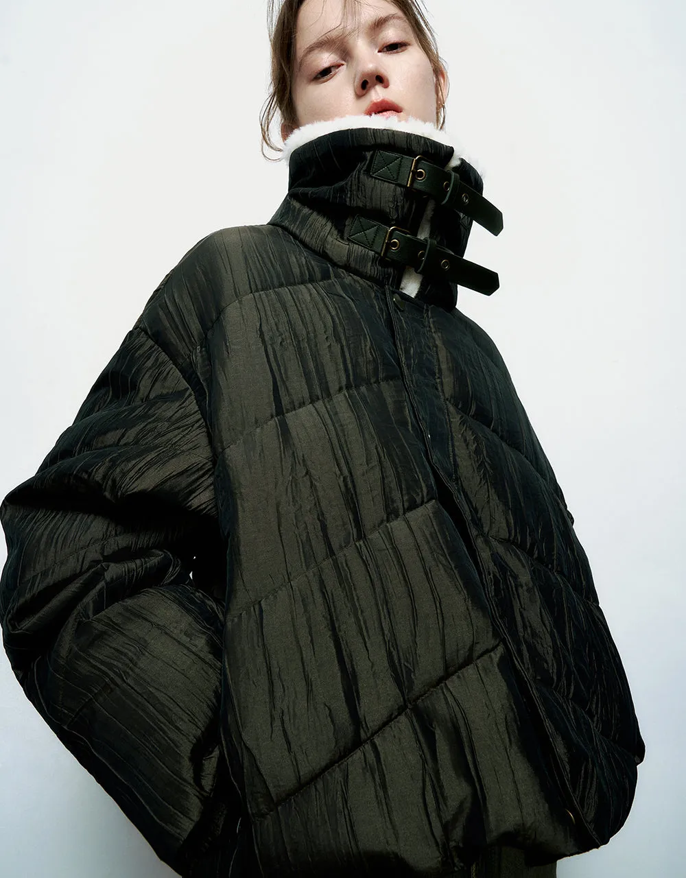 Straight Padded Coat With Furry Collar sold by Urban Revivo product image thumbnail 3