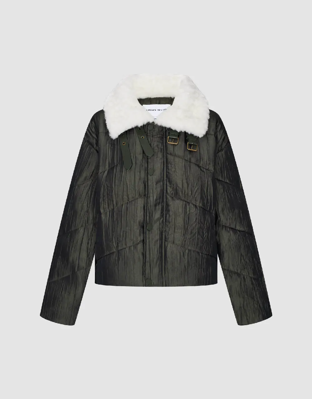 Straight Padded Coat With Furry Collar sold by Urban Revivo product image thumbnail 2