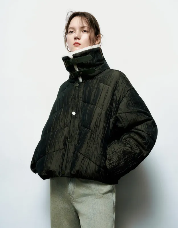 Straight Padded Coat With Furry Collar sold by Urban Revivo