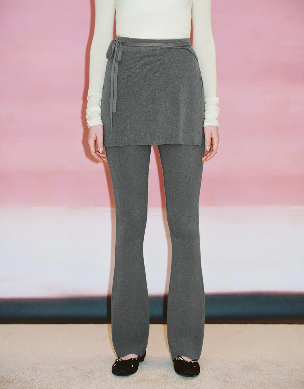 2 In 1 Knitted Skinny Flare Pants sold by Urban Revivo product image thumbnail 4