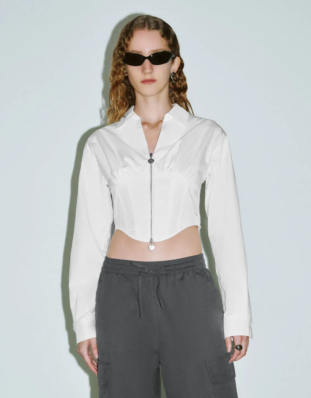 Zipper Front Skater Shirt sold by Urban Revivo